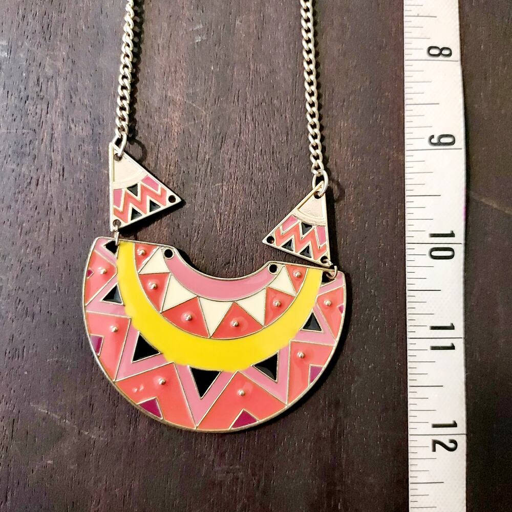 Large Orange Boho Pendant Necklace - Picture 4 of 5